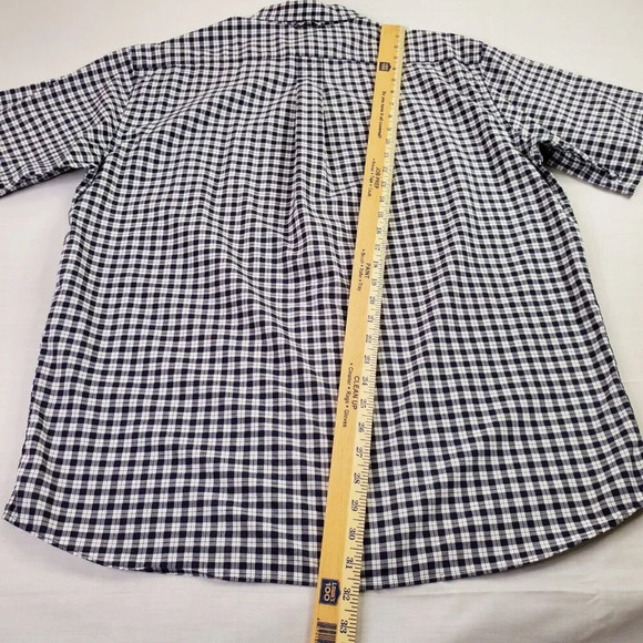 Eddie Bauer Corded Chambray Shirt Mens Large Blue White Check Heritage Preppy - Picture 6 of 13